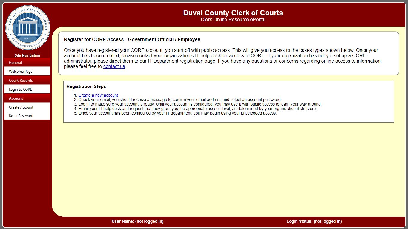 CORE - Clerk Online Resource ePortal